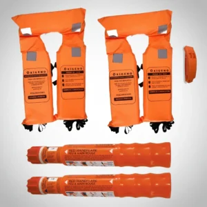 Kit Seguridad Náutica: 2 Bengalas de Mano + 2 Silbatos + 2 Chalecos Deportivos