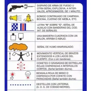 Tabla de Señales de Auxilio para Embarcaciones – Aprobada por PNA